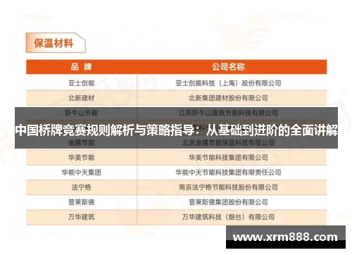 中国桥牌竞赛规则解析与策略指导：从基础到进阶的全面讲解