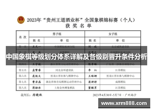 中国象棋等级划分体系详解及各级别晋升条件分析
